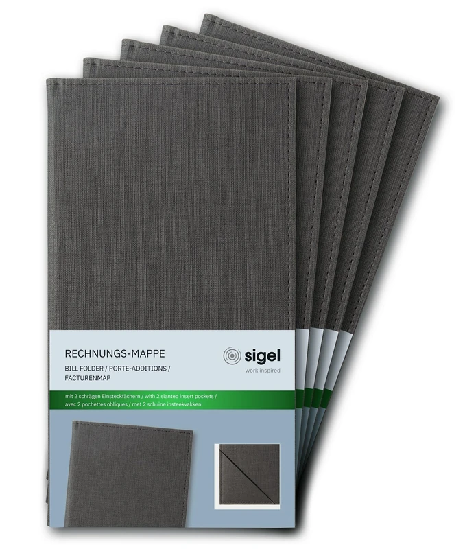 SIGEL RM101 Bill Folder - 1 Piece - Anthracite - Pack of 5