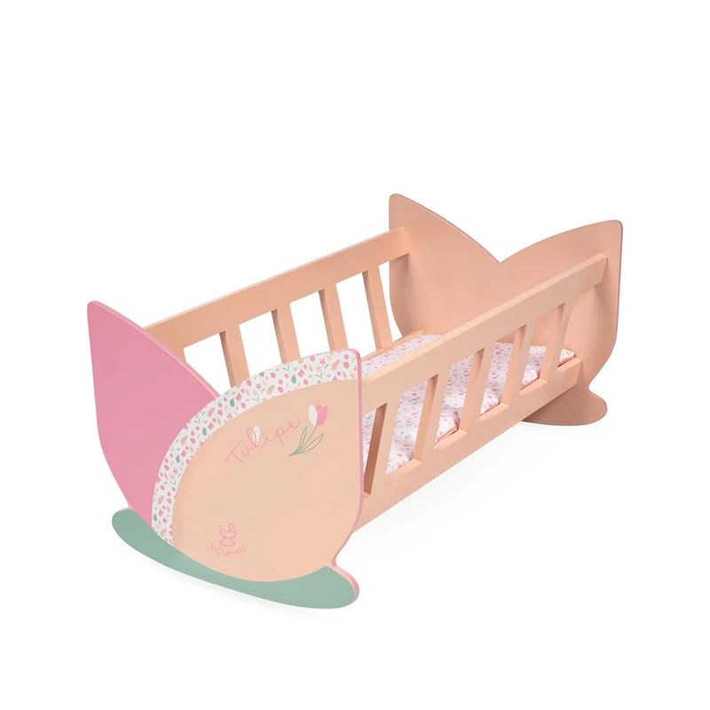 DE CUEVAS TOYS Tulipe Wooden Doll Crib - Pink - 55174
