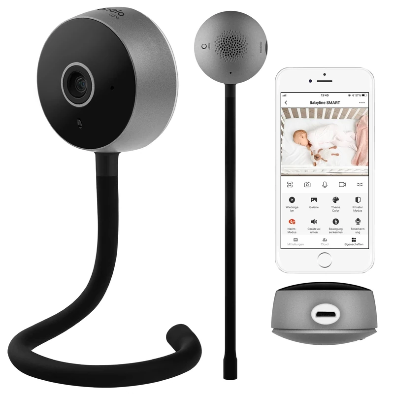 Lionelo Babyline Smart WiFi Baby Monitor with Motion & Sound Detection, Night Vision, Mobile App, Temperature & Humidity, Two-Way Audio, Smart Baby Monitoring
