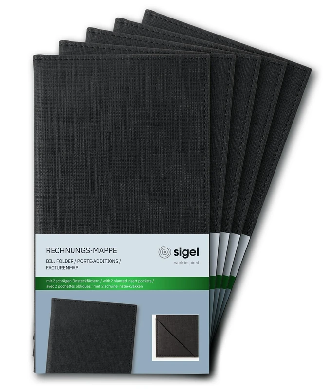 SIGEL RM100 Bill Folder - 1 Piece - Black - Pack of 5