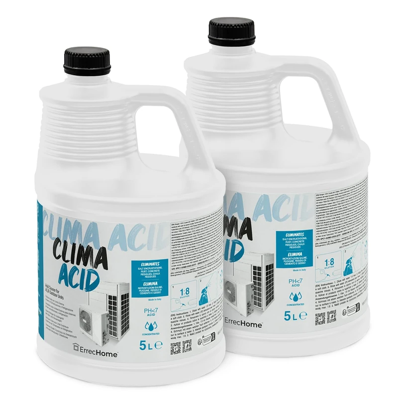 ErrecHome Clima Acid, Acid Cleaner for Outdoor Units of Air Conditioning and Refrigeration Systems, Concentrated Formula, 10 L (2 x 5 L)