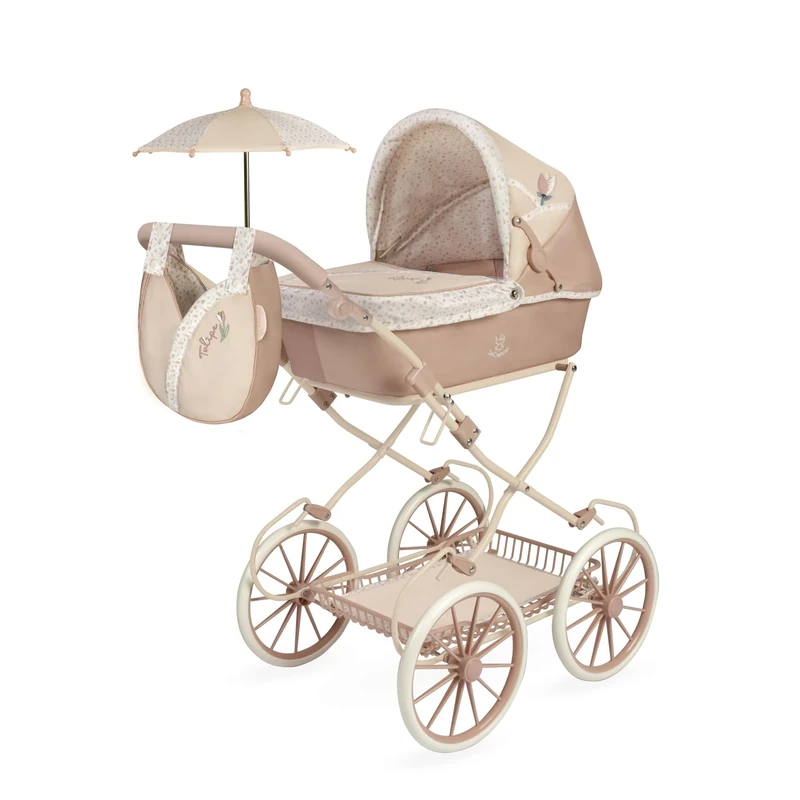 DeCuevas 81074 Tulipe Doll's Pram Foldable with Parasol