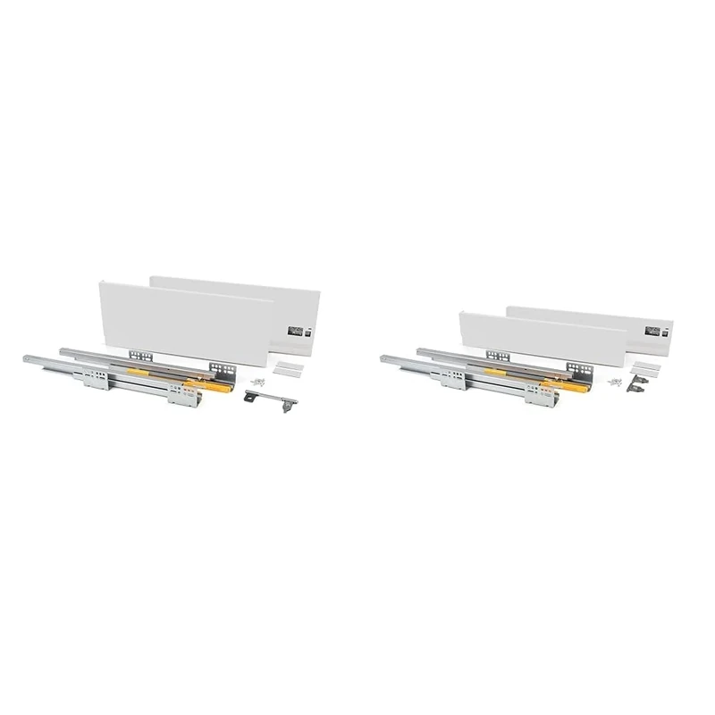 Emuca - Exterior Drawer Concept 185x500 1pc + Exterior Drawer Concept 105x500 2 pcs, Load 30kg, Painted White, Steel
