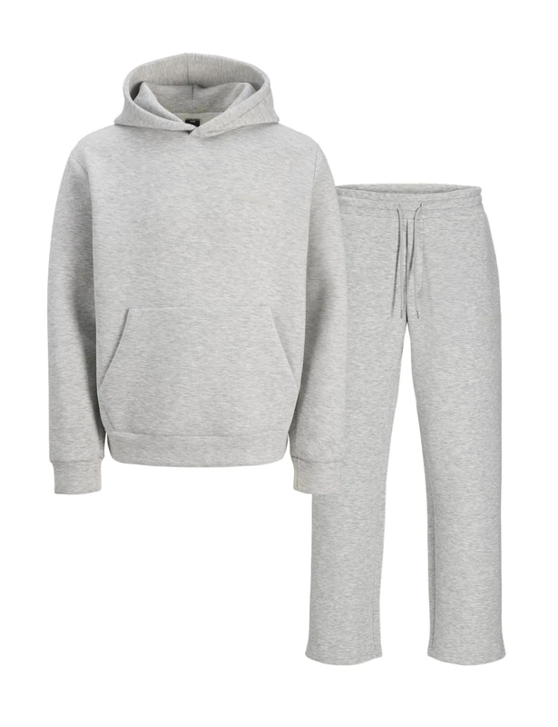 JACK & JONES Jcofusion Scuba Sweat Hood Set, Light Grey Mix, S