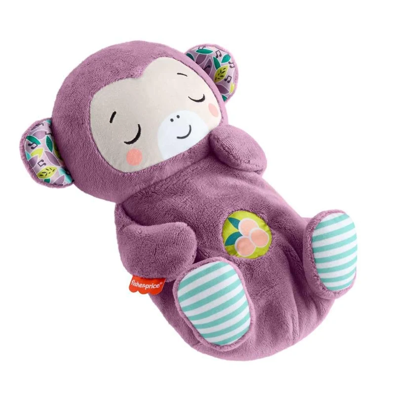 Fisher-Price Baby Toy Soothe ‘n Snuggle Purple Monkey Plush Portable Sound Machine with Breathing Motion & Lights for Newborns Ages 0+ Months, JLH41