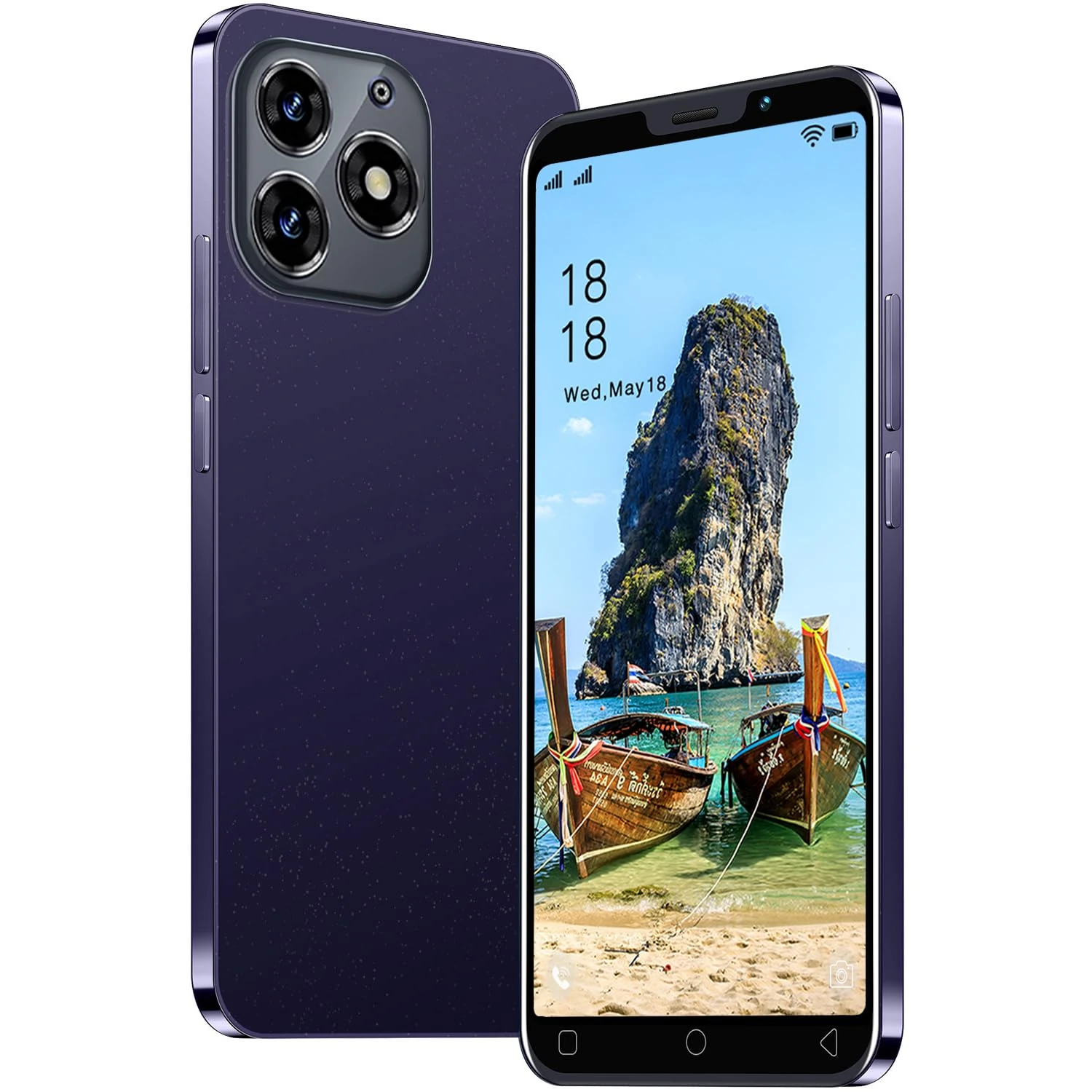 MTGud Cheap Mobile Phone, 5.0'' Dual SIM Dual Camera, Android 9.0, 16GB ROM (Extension to 128GB), Support WIFI/Bluetooth/Face ID Cell Phones (MT15P-Purple)