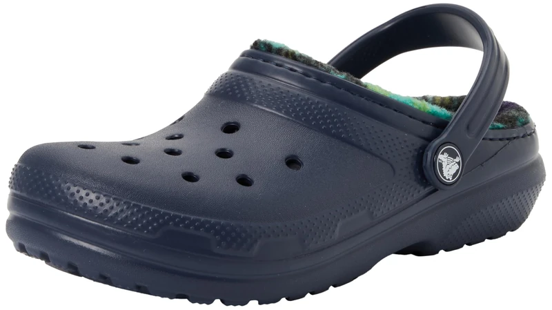 Crocs Unisex Kids Clog, Classic Lined Bold Check Clog K, Navy, 4 UK Child
