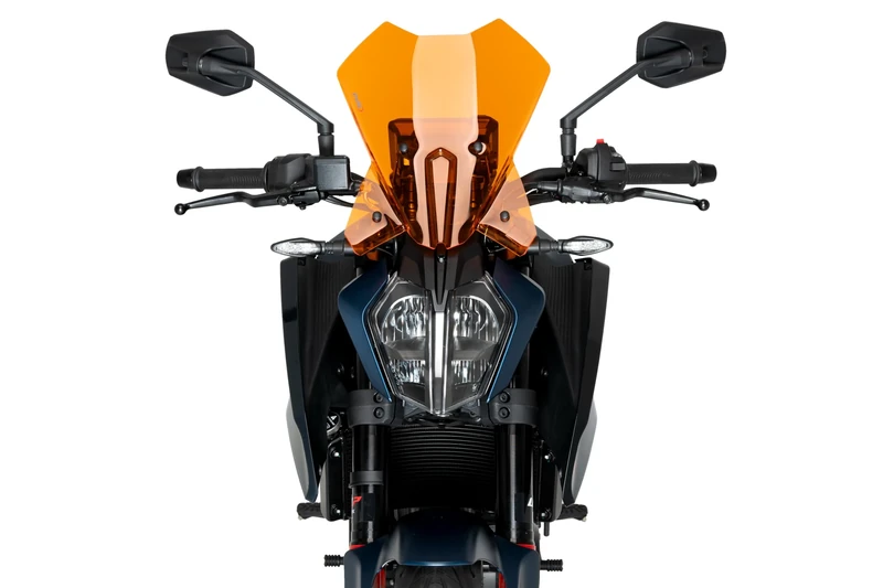 Puig 21998T New Generation Touring Windshield – Aerodynamic Protection and Sporty Design for KTM 125 DUKE and KTM 390 DUKE 2024-2025, Orange