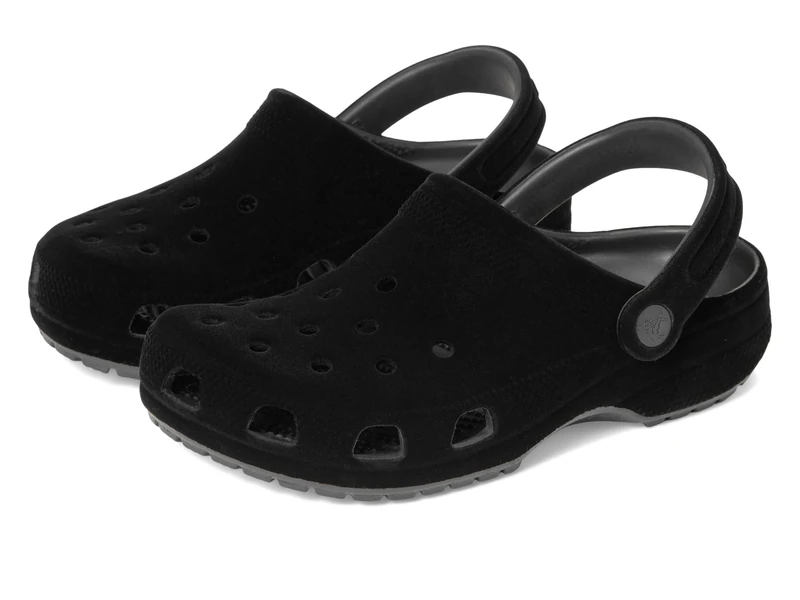 Crocs Unisex Kids Clog, Classic Velvet Clog K, Black, 4 UK Child