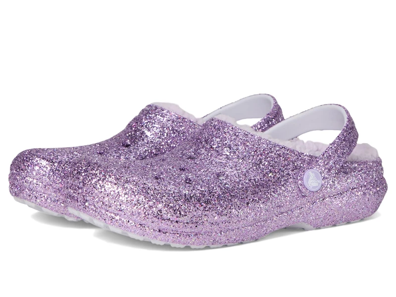 Crocs Unisex Kids Clog, Classic Lined Chunky Glitter Clog K, Purple Moon, 2 UK Child