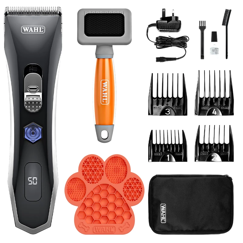 Wahl Smart Clip Pet Grooming Clipper Bundle, Grooming Brush & Anxiety/Stress Relief Lick Mat, High Powered, Length Adjustable Clipper, Fur Coat Brush Made for All Hair Types, Long-Life Battery