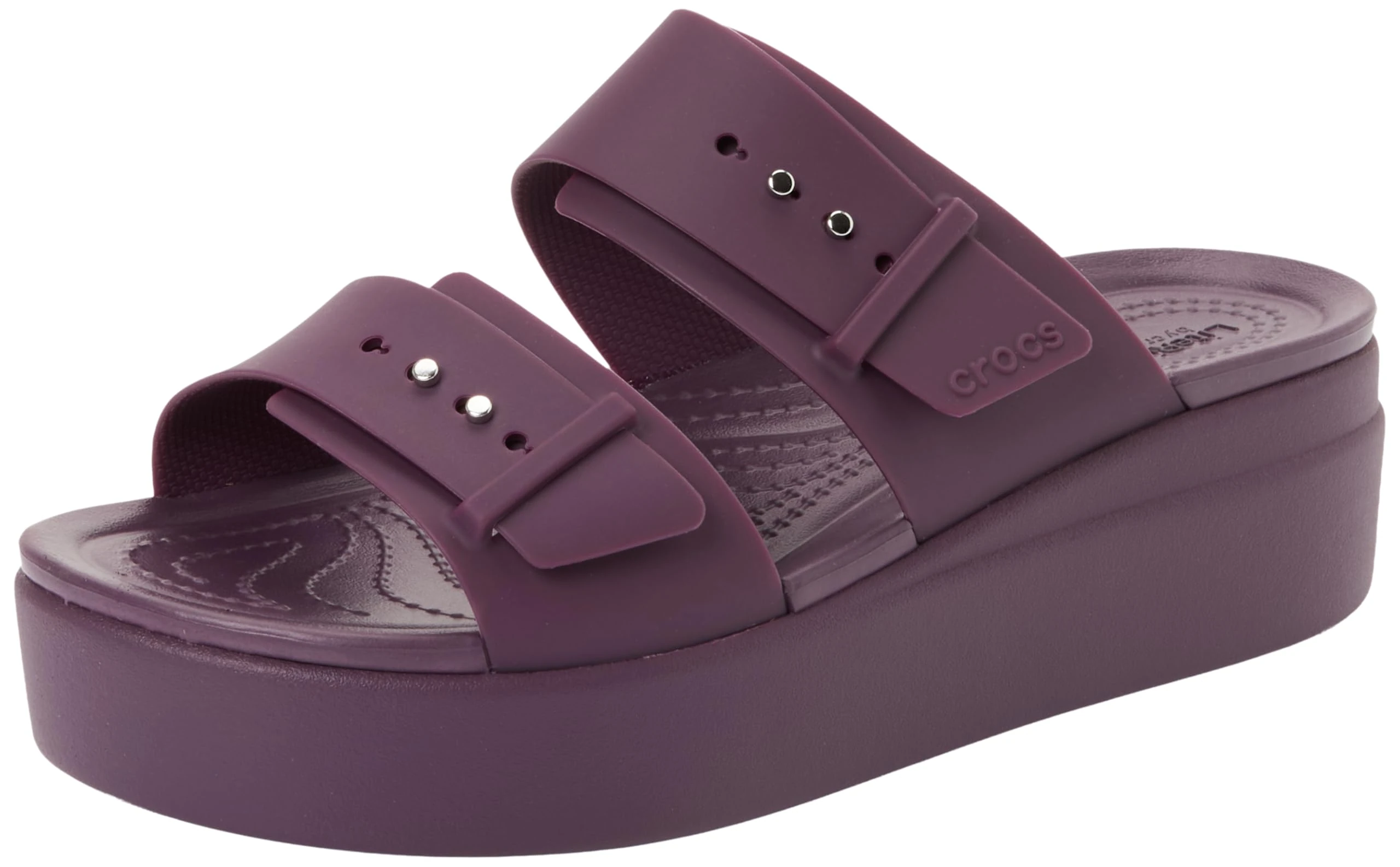 Crocs Women Sandal, Brooklyn Buckle Low Wedge, Plush Plum, 3 UK Women