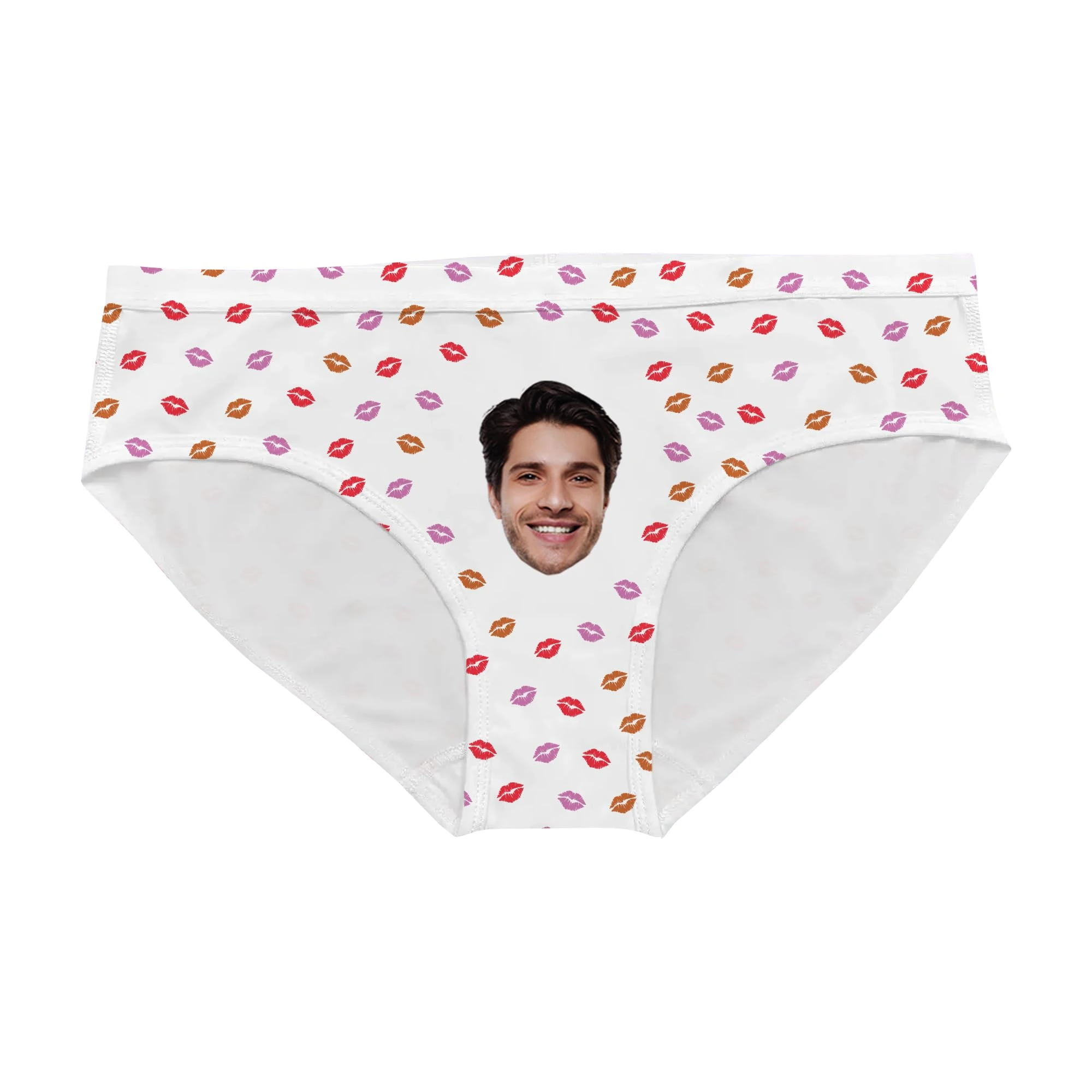 Print Maniacs Personalised Bikini Knickers for Women with Photo Face Custom Photo Women Low Rise Stretchy Panties Briefs Ladies Swim Bottoms Thong (UK, Alpha, S, XL, Regular, Regular, Small Lips)