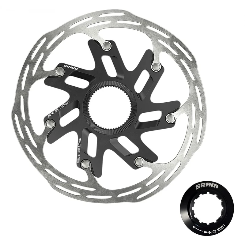 SRAM Mens Disco Freno Paceline X Two Pieces 160mm Center Lock Arrotondato Con Ghiera, Black