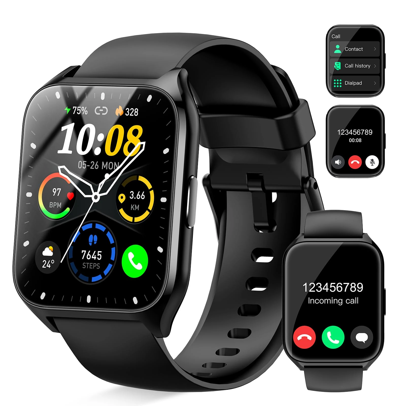Smart Watch for Men Women Answer/Make Calls, 1.85" Touch Screen Fitness Watch with Heart Rate/Sleep Monitor/Step Counter, 110+ Sports Activity Tracker, IP68 Waterproof Smartwatch for Android/iOS