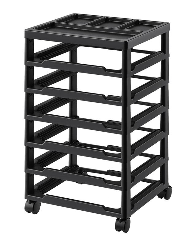VEVOR Scrapbook Rolling Storage Cart, 6-Tier Large Capacity with Organizer Top, Black Frame with 4 Removable Wheels, PP Material Cart Only, Rolling Craft Storage for Office Arts and Crafts Supplies