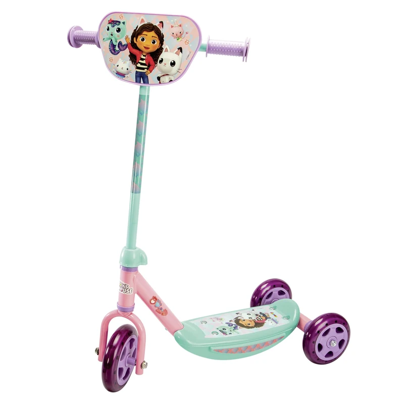 Smoby - Gabby's Dollhouse Children's Scooter - 3 Wheels - Height-Adjustable Handlebar - Non-Slip Tread - Sturdy Construction - Lightweight & Portable - From 3 Years