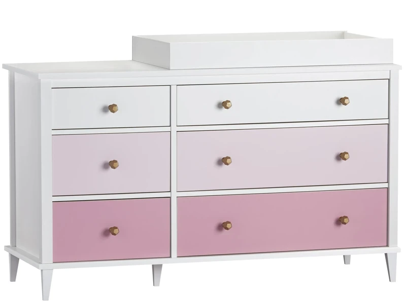 Dorel Home Furnishings Poppy 6 DRW Dresser with Changer White/Pink