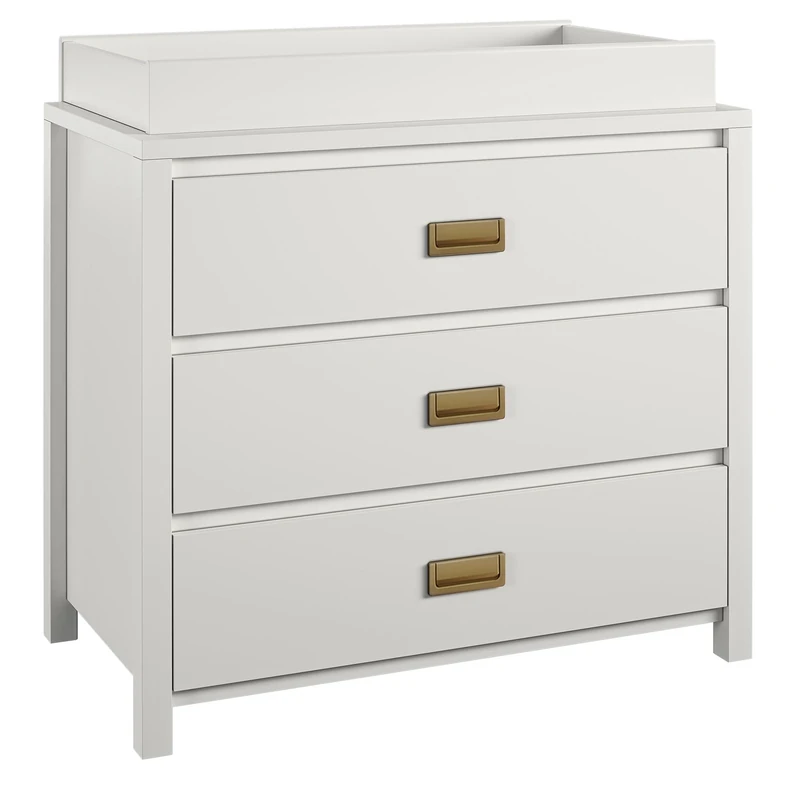 Dorel Home Furnishings Haven 3 DRW Dresser with Changing Topper White