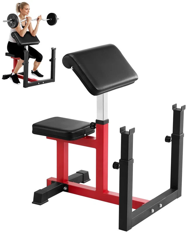 VEVOR Weight Bench with Leg Extension, Strength Training Benches, Max load 440 LBS Home Gym Bench Fitness Equipment, Seated Arm Isolated Barbell Dumbbell Bicep Station, Workout Bench for Home Gym - Image 1