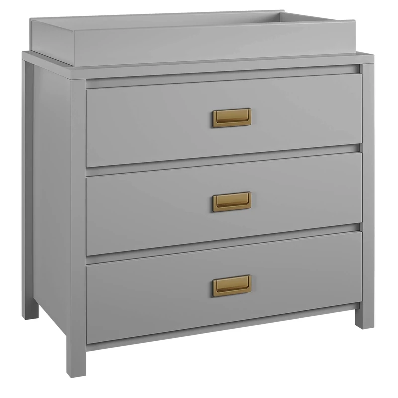 Dorel Home Furnishings Haven 3 DRW Dresser with Changing Topper Dove Grey