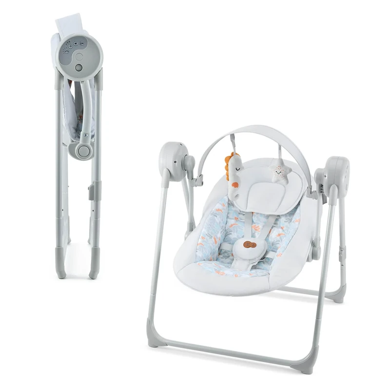 Kinderkraft SWINGEE Electric Baby Rocker with Swing Function, Built-in Timer, Adjustable Backrest, 8 Integrated Soothing Melodies, Lightweight and Foldable, Gray - Image 1