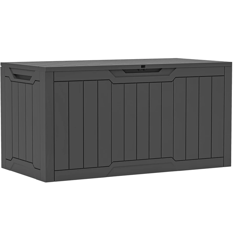 YITAHOME 100 Gallon Resin Deck Box, Weather Resistant Outdoor Storage Box, Lockable Indoor Outdoor Storage for Supplies and Essentials, Dark Gray