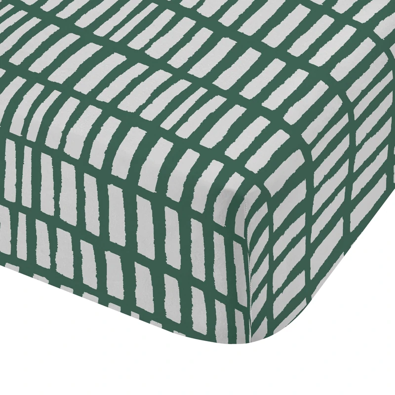 Catherine Lansfield Larsson Geo Green Fitted Sheet 180 x 200 cm and 2 Pillowcases 50 x 80 cm