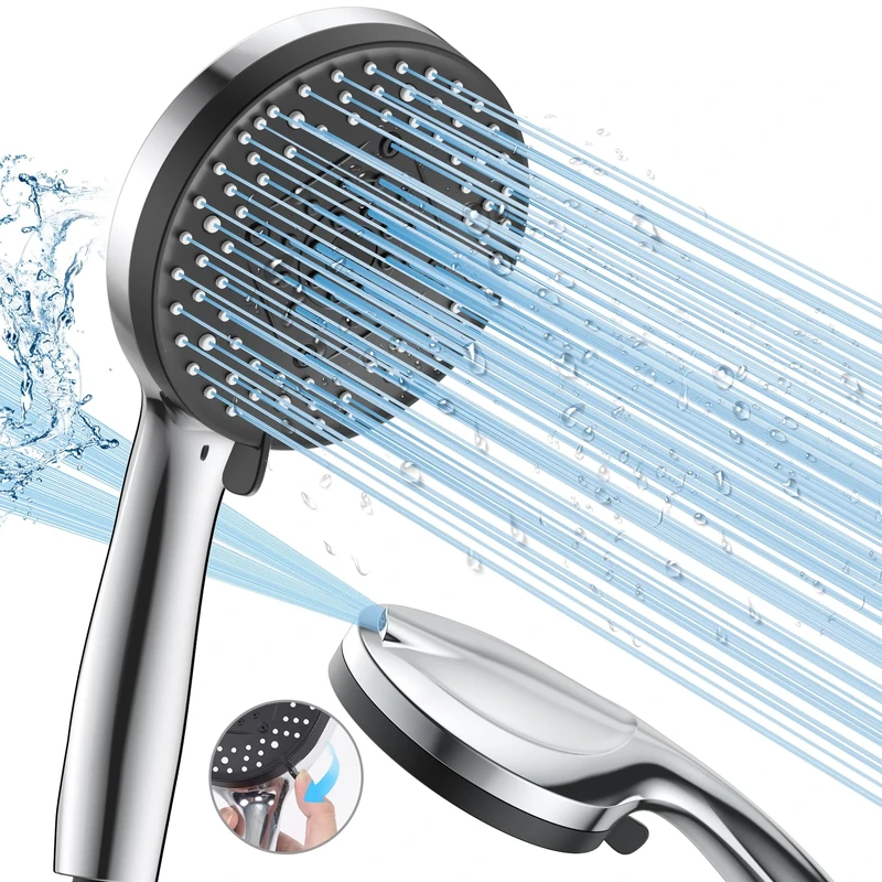 VOXON High Pressure Shower Head with 10 Modes, Large Powerful Flow Handheld Showerhead, Built-in Power Wash to Clean Tub, Tile & Pets, for Low Water Pressure