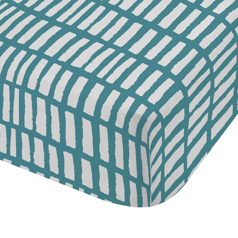 Catherine Lansfield Larsson Geo Teal Fitted Sheet 180 x 200 cm and 2 Pillowcases 50 x 80 cm