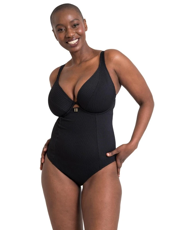 Curvy Kate Jet Set Multiway Plunge Swimsuit Black 36FF