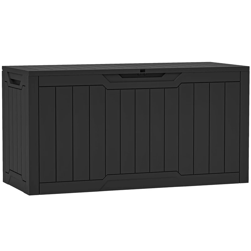 YITAHOME 80 Gallon Resin Deck Box, Weather Resistant Outdoor Storage Box, Lockable Indoor Outdoor Storage for Supplies and Essentials, Black