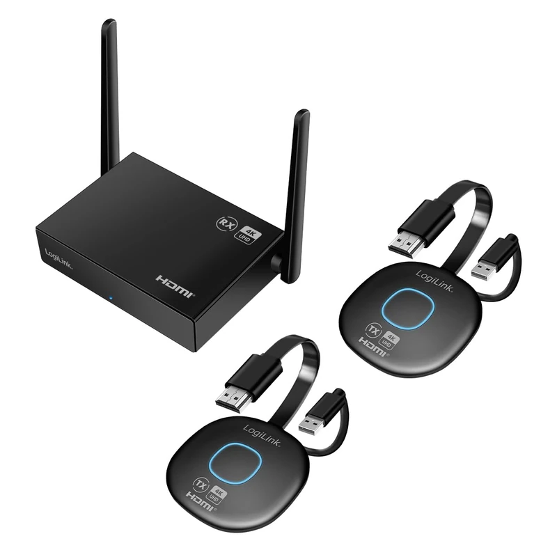 LogiLink HDW0112 - HDMI-BYOD (Bring Your Own Devices) Wireless Video Conferencing Kit, 50m, 30zu1, Multicast, 4K@60Hz, Easily Display/Share Data/Videos on TV via Wi-Fi HDMI