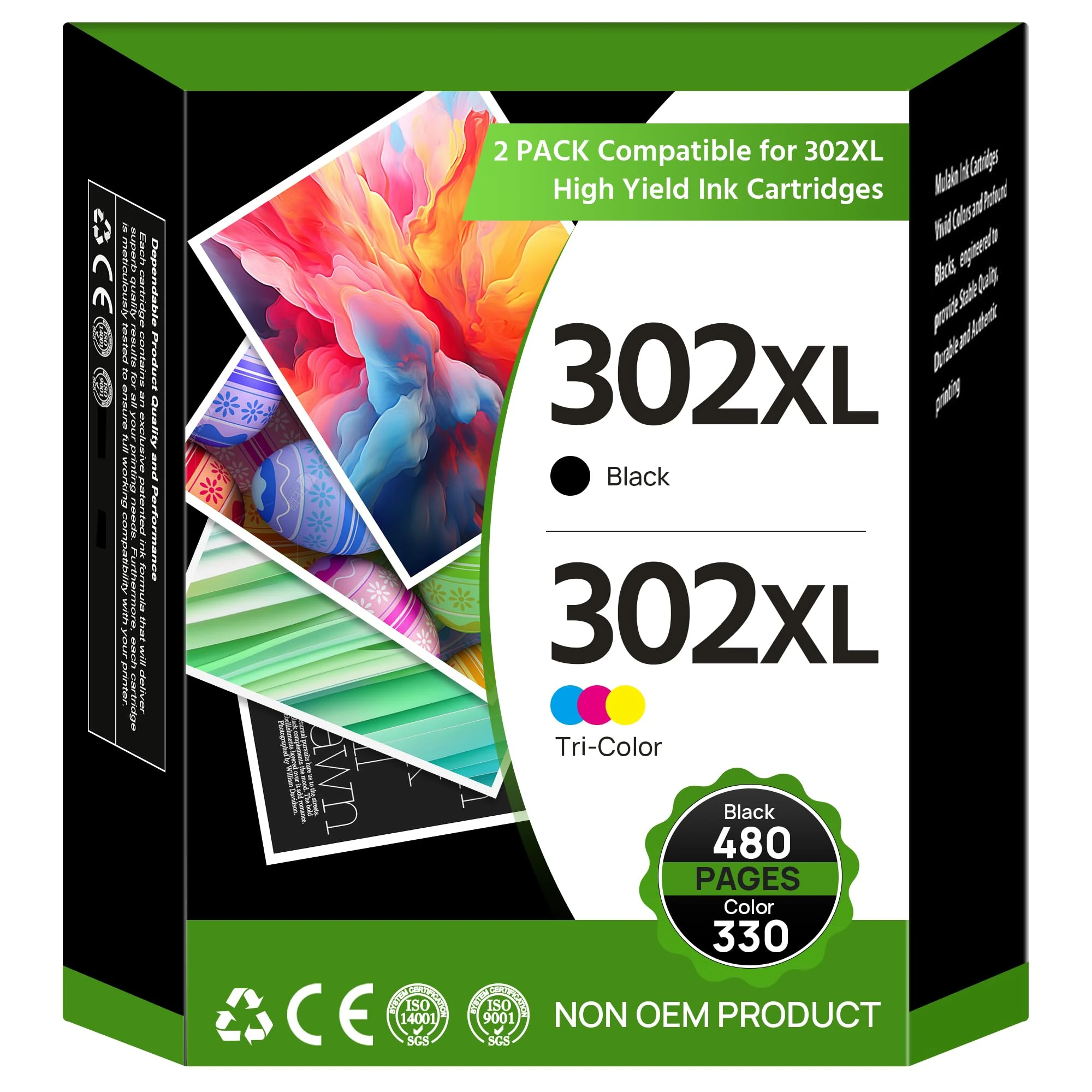 302XL Ink Cartridges Black and Colour 2-pack Replacement for HP 302 Ink Cartridges Combo Pack for HP Envy 4520 4527 4524 4523 OfficeJet 3835 3830 3831 4650 5230 DeskJet 3630 1110 DeskJet 3630 2130