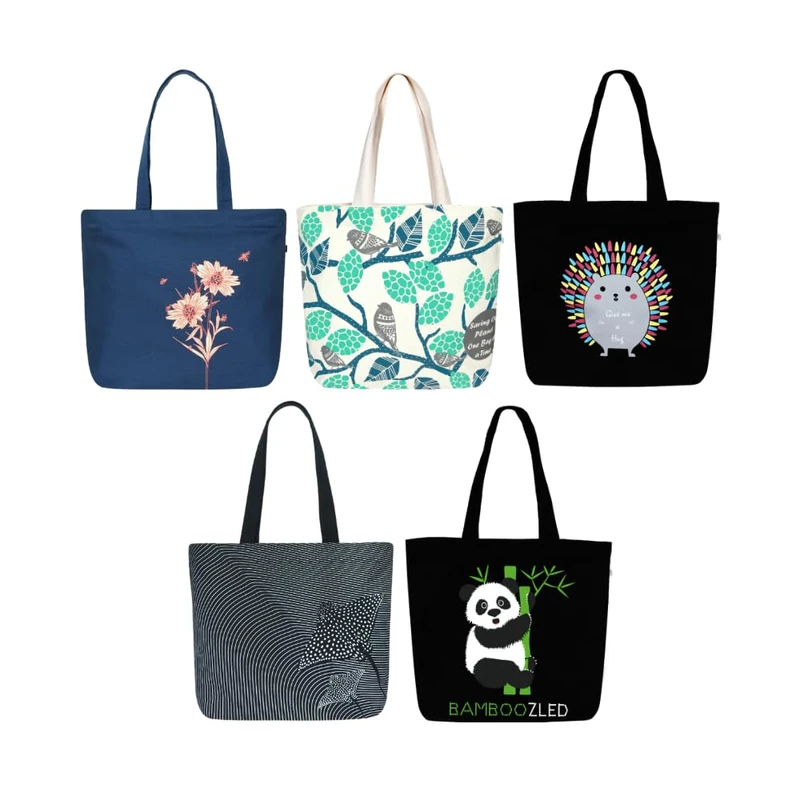 Eco Right Shoulder Bag, Canvas Shopper Bag, Casual Handbag, Large Shoulder Bag with Inner Pocket for School, Work Bag, Women's Bag, Sparrow Natural & Black, Utility