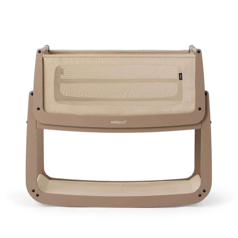 SnuzPod 5 Bedside Crib - Newborn Next to Me Crib with Zip Down Breathable Windows, Lift-Off Bassinet, Portable & Rocking Stand, 3-in-1 Baby Bed with Wheels & Mattress, Mocha