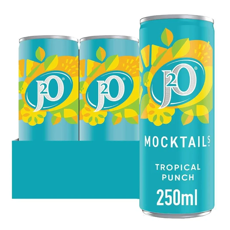 J2O Mocktail Tropical Punch Can 250ml (Pack of 12)