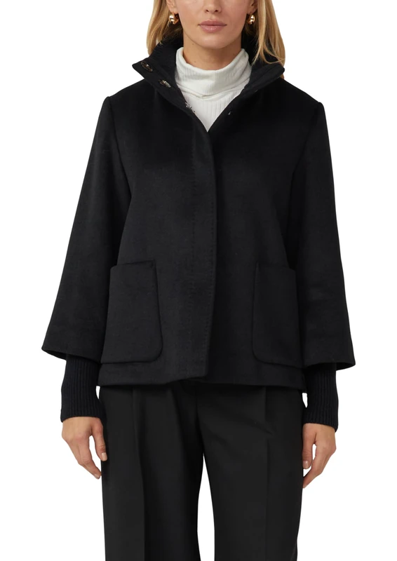 s.Oliver Jacket with Stand-Up Collar and Rib Knit Cuff, 9999_black, 8