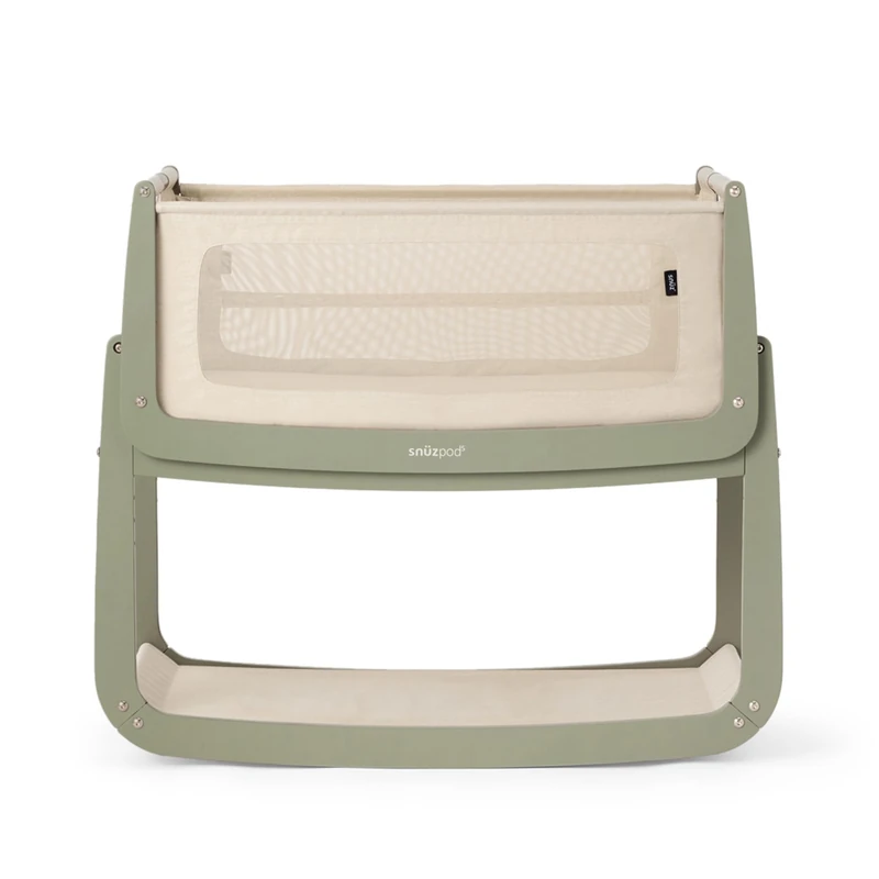 SnuzPod 5 Bedside Crib - Newborn Next to Me Crib with Zip Down Breathable Windows, Lift-Off Bassinet, Portable & Rocking Stand, 3-in-1 Baby Bed with Wheels & Mattress, Sage