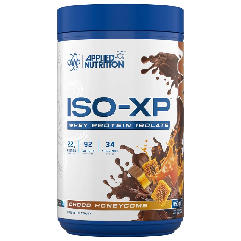 Applied Nutrition ISO-XP Whey Protein Isolate – Over 21g Protein, Low Carb, Low Fat, BCAA-Rich, Fast Absorption, Soy-Free, Halal-Certified (850g - 34 Servings) (Choco Honeycomb)