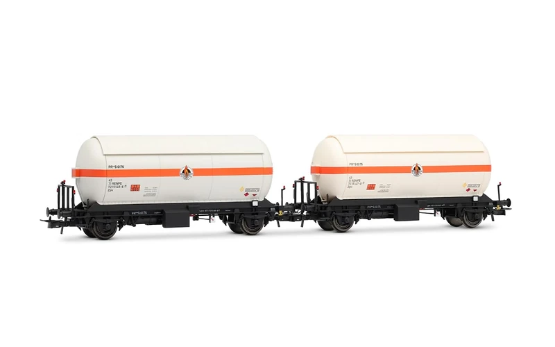 Electrotren HE6072 RENFE, 2-unit pack PR type gas tank wagons, Butano S.A. orange-white, ep. IV Freight Wagon Packs