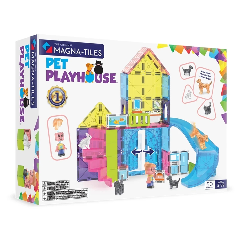 MAGNA-TILES Pet Playhouse 50-Piece Magnetic Building Set - The Original Magnetic Building Brand
