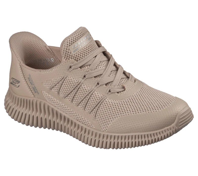 Skechers Women's Bobs Geo Lite Divine Pace Sneaker, Tan Knit, 6 UK
