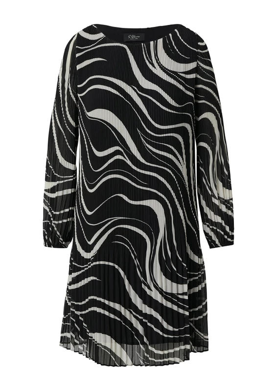 s.Oliver Schwarz LABEL Women's 2167247 Pleated Dress, 99a3, 22