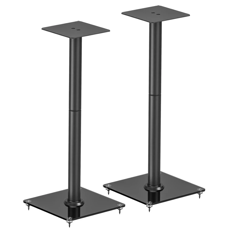 my wall Set of 2 Speaker Stands - HS35L, Speaker Stands Maximum Load 25 kg, with Anti-Vibration Mat, Speaker Stand, Interchangeable Feet, Secure Stand and Pure Sound