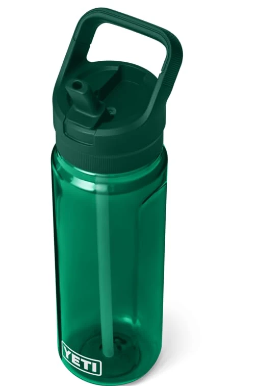 YETI Yonder C Straw Water Bottle with Leak-Resistant Straw Cap, Black Forest Green, 25 oz (750 ml)
