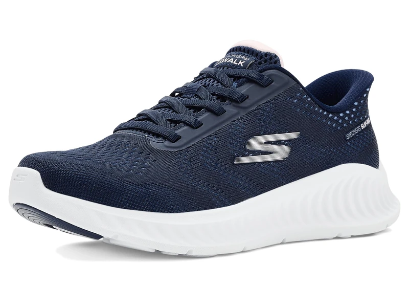 Skechers Women's Go Walk Now Khloe Sneaker, Navy Textile/White Trim, 5 UK