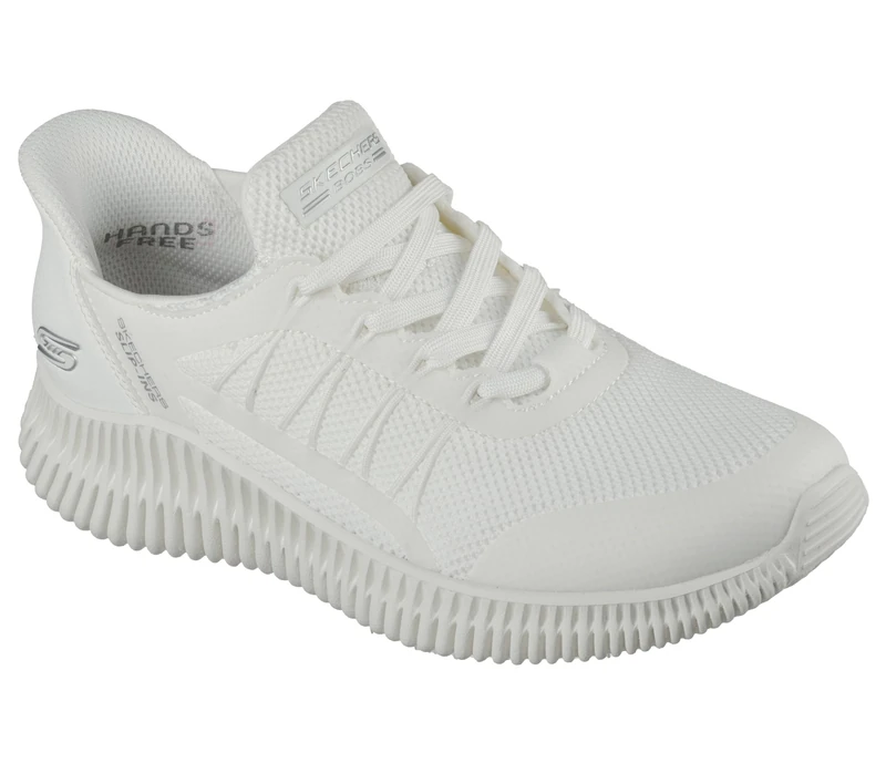 Skechers Women's Bobs Geo Lite Divine Pace Sneaker, White Knit, 7 UK