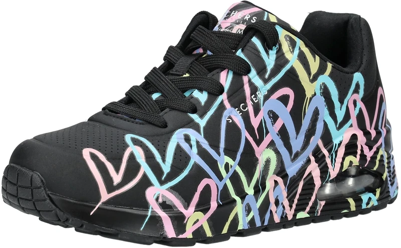 Skechers Women's UNO Spread The Love Sneaker, Black, 4.5 UK