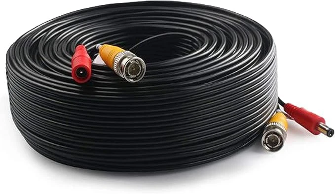 MaxSell BNC Security Camera Cable, 5-50M Length, Compatible with DVR/CCTV/AHD/CVI/TVI Systems, Black (50M)